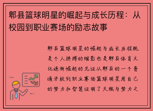 郫县篮球明星的崛起与成长历程：从校园到职业赛场的励志故事